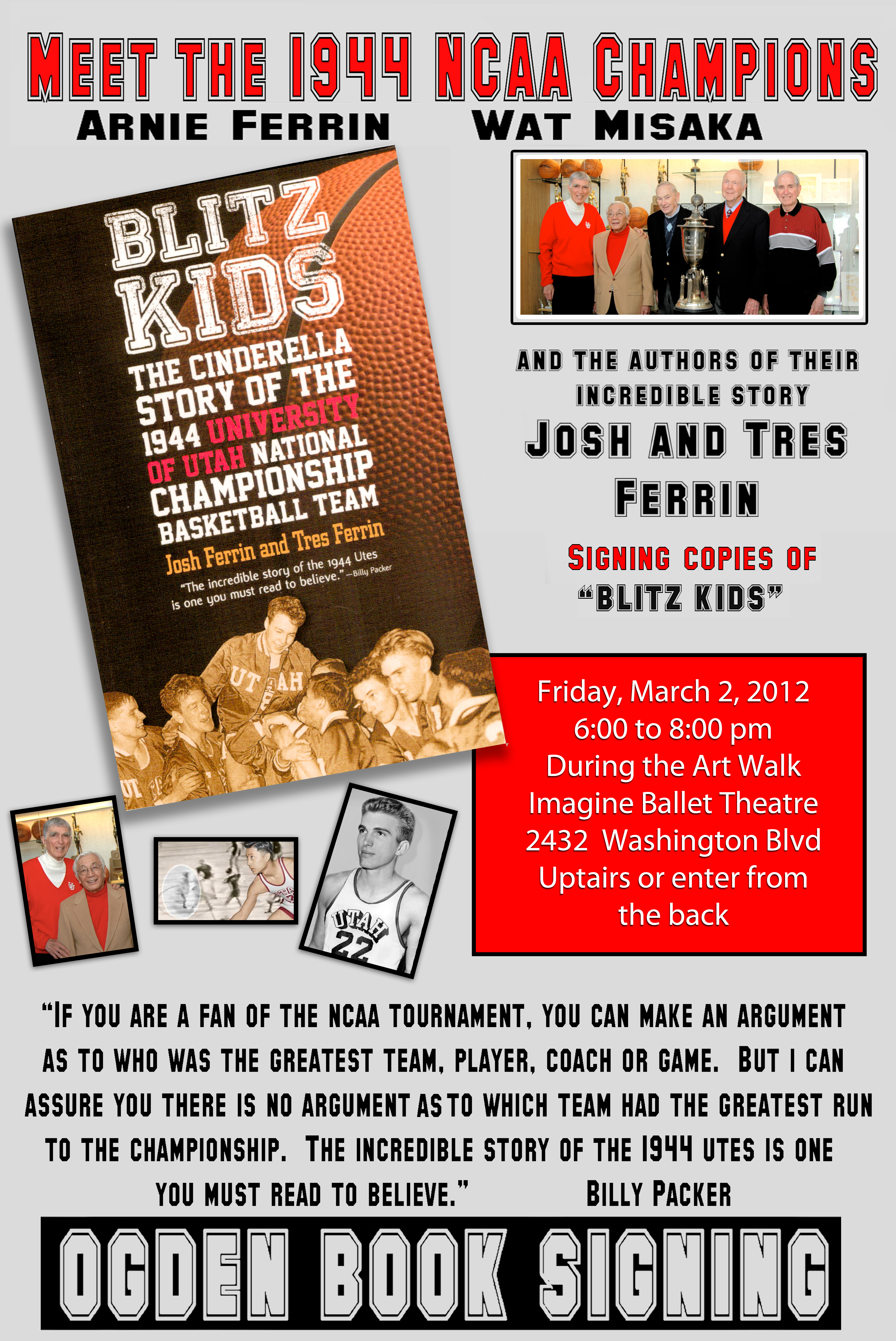 The Art Walk will feature the Sports Art of Paul Ashton & Authors Josh & Tres Ferrin